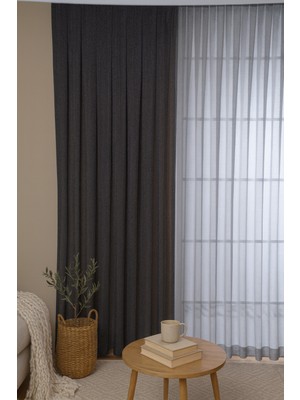 Quba Deco Modern Doğal Kumlama Efektli Kalın Tül Perde Salon Oturma Odası Yatak Odası Antre