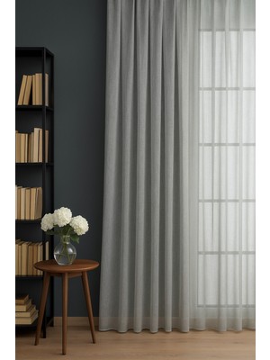 Quba Deco Işıltı Keten Şık Tasarımlı Dekoratif Tül Perde Salon Oturma Odası Yatak Odası Antre