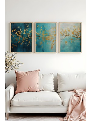 Huhuli Ahsap Cerceveli 3 Parca Set Tablo HUHU485