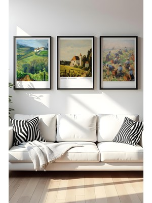 Huhuli Ahsap Siyah Cerceveli Camille Pissarro Tablo Seti HUHU551