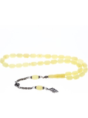 Nagiss 8-12 mm Kapsül Kesim Kral Zincir 925 Ayar Gümüş Püsküllü Damla Kehribar Tesbih