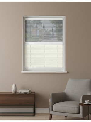 Perdego Gece + Gündüz Çiftli Sistem Katlanabilir Beyaz Renk Cam Balkon / Ev / Ofis Plise Perde