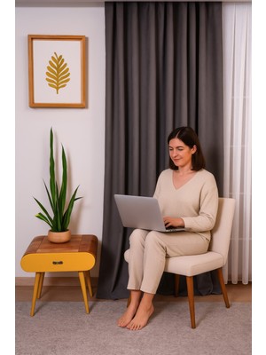 Quba Deco Kadife Dokulu Ada Fon Perde Salon Yatak Odası