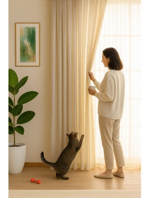 Quba Deco Dökümlü Dayanıklı Dekoratif Gramajlı Tül Perde  Pile Mutfak Salon Yatak Odası Çocuk Odası Antre