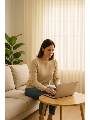 Quba Deco Modern Doğal Kumlama Efektli Kalın Tül Perde Salon Oturma Odası Yatak Odası Antre