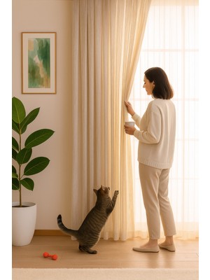 Quba Deco Dökümlü Dayanıklı Dekoratif Gramajlı Tül Perde  Pile Mutfak Salon Yatak Odası Çocuk Odası Antre