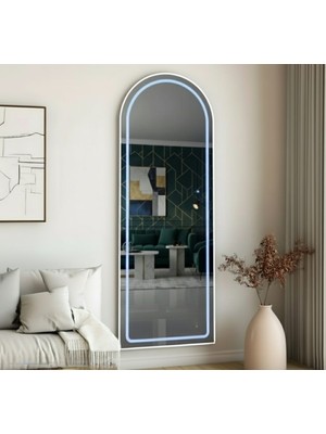 Essenhome DECOR Beyaz Çerçeveli Mavi Ledli Oval Duvar Aynası 60X180CM