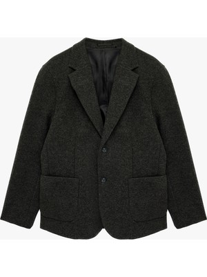 Koton Uzun Kollu Cepli Mono Yaka Kaşe Blazer Ceket