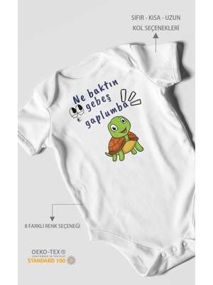 Morivo Kids Ne Baktın Gebeş Gaplumba Baskılı Bebek Zıbını – Çıtçıtlı Body | %100 Pamuk Kısa Kol