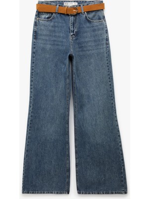 Koton Pamuklu Kemerli Ispanyol Paça Denim Pantolon - Flare Jeans