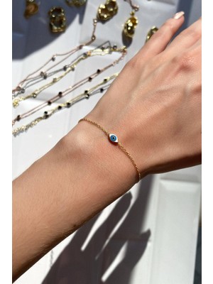 Spossy Silver Jewelry Zarif Minimal Göz Bileklik