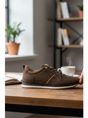 Enoch Hakiki Deri Sarılı Detaylı Erkek Sneaker Ayakkabı Ortopedik Taban