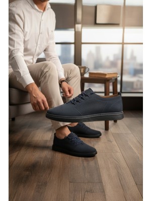 Enoch Hakiki Deri Lazer Kesim Delikli Bağcıklı Erkek Sneaker Ortopedik Taban