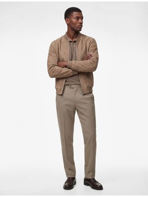 Koton Regular Fit Uzun Kollu Cepli Kolej Yaka Fermuarlı Suni Süet Bomber Ceket