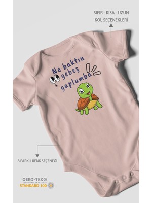 Morivo Kids Ne Baktın Gebeş Gaplumba Baskılı Bebek Zıbını – Çıtçıtlı Body | %100 Pamuk Kısa Kol