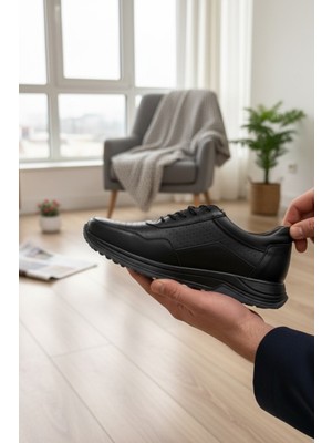 Enoch Hakiki Deri Mikro Delik Detaylı Erkek Sneaker Ortopedik Taban
