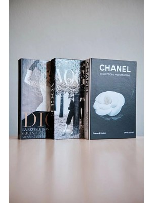 3'lü Vogue Şapka Gül Dekoratif Kitap Kutu