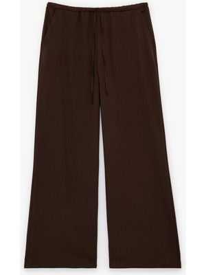 Koton Cepli Rahat Kalıp Viskon Karışımlı Beli Bağcıklı Geniş Paça Pantolon