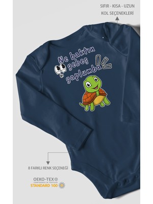 Morivo Kids Ne Baktın Gebeş Gaplumba Baskılı Bebek Zıbını – Çıtçıtlı Body | %100 Pamuk Uzun Kol