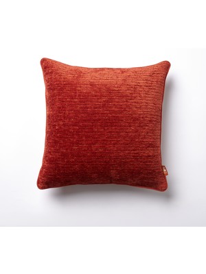 The Kun Jakarlı Sade Yumuşak Dokulu Biyeli Kırlent Kılıfı-Kırmızı