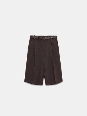 Dilvin 72261 Kemerli Bermuda Şort-Kahve