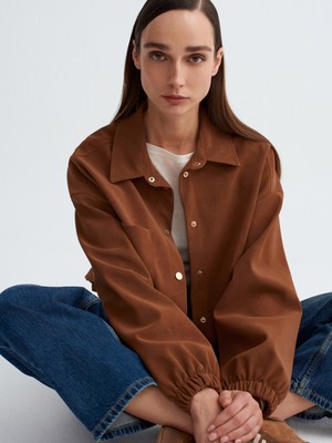 Dilvin 60781 Süet Bomber Ceket-Taba