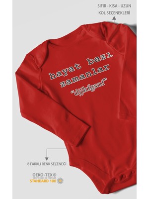 Hayat Bana Bazı Zamanlar \"dfghjkl\" Baskılı Bebek Zıbını – Çıtçıtlı Body | %100 Pamuk Uzun Kol