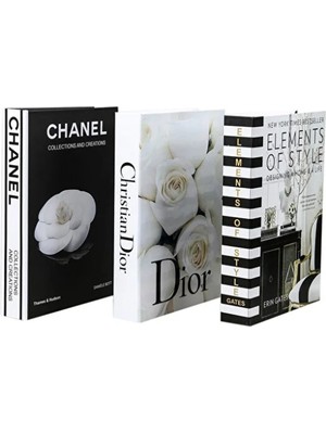 Rawliving 3'lü Gül/beyaz Gül/element Dekoratif Kitap Kutu