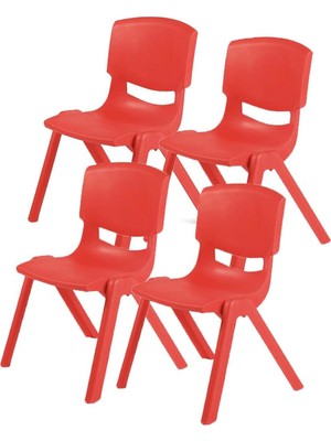 4'lü Set Büyük Şirin Çocuk Sandalyesi Kırmızı