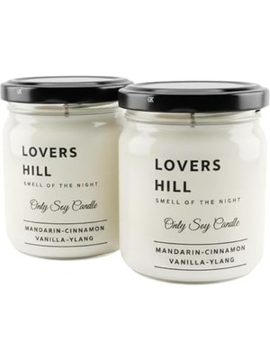 Lovers Hill 2’li Set Doğal Soya Mumu – 7oz Cam Kavanoz – 40+ Saat Yanma Süresi – Mandalina, Tarçın, Vanilya & Ylang Ylang Kokulu Mum – Parafin & Paraben Içermez – Aromaterapi & Hediye Mumu