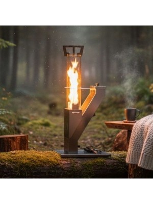 Panipal Outdoor Pelet Soba, Roket  Soba, Kamp, Outdoor, Balkon, Teras, Yüksek Kalite Cam Soba-Pürmüz&pelet Hediyelik