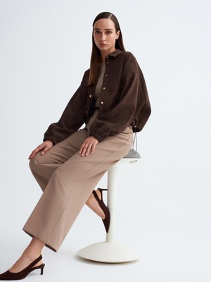 Dilvin 60781 Süet Bomber Ceket-Kahve