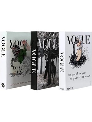 3'lü Vogue Serisi Dekoratif Kitap Kutu