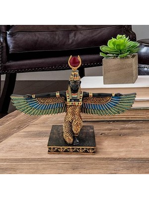 Isis, Güzellik Tanrıçası Mısır Dekoratif Heykel, Poliresin, Tam Renkli, 23 cm