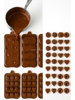 15’li Silikon Çikolata Kalıbı 20X11 cm Dayanıklı Gıda Dostu Esnek Kalıp Pratik Şekilli Dondurma Buz Keki Silikon Kalıp Kolay Temizlik Modern Mutfak Için Çikolata Seti (2 Li Çiçek)