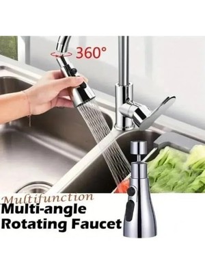 Canelf 3 Fonksiyonlu Mutfak Lavabo Başlığı, Krom Musluk Başlığı, 360 Derece Döner, Su Tasarruflu Musluk Ucu