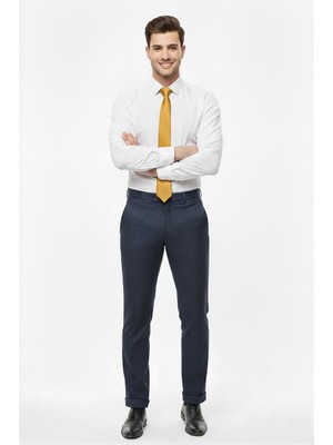 Presto Erkek Slimfit Armürlü Pantolon Koyu Lacivert 3193-200