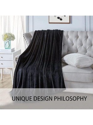 Battaniye, 280GSM Süper Yumuşak Polar Yatak Battaniyesi, Rahat ve Hafif Flanel Battaniye, Yatak, Koltuk, Seyahat ve Kamp Için (Siyah, 150X200CM)