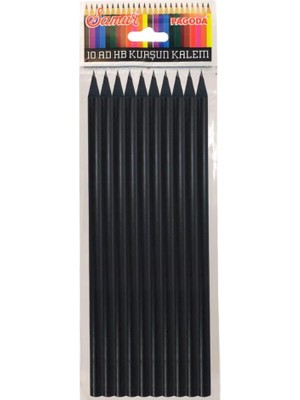 Siyah Lata Yuvarlak Kurşun Kalem Seti, 10 Adet