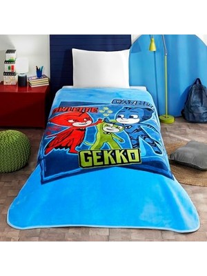 Pj Masks Heroes Çizgi Film Karakteri Pamuk-Polyester Karışım Battaniye, Mavi, Kırmızı, Yeşil, Tek Kişilik