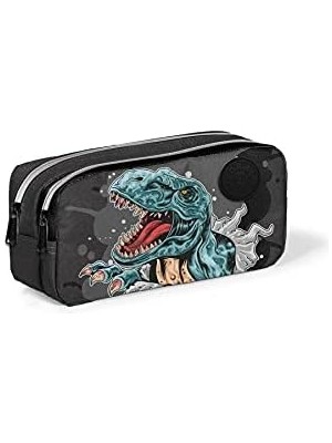 Siyah Dinozor Kalem Çanta, Iki Bölmeli 22299