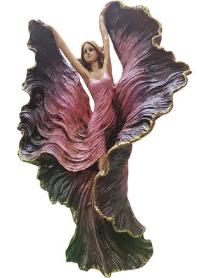 Mdk2-Zarif Dans Eden Kadın Heykeli, Mor ve Altın Rengi Reçine Biblo, Ev ve Ofis Dekoru Için Hediyelik Sanatsal Figür | Dekormıx