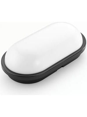 20W IP65 Oval Siyah LED Tavan ve Duvar Lambası | 6500K Beyaz Işık | Su Geçirmez Banyo Bahçe Aydınlatma Armatürü | 2000 Lümen | 270X147X78MM (220V)