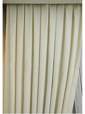 Ekru Düz Renk Fon Perde, Pilesiz Düz Dikim, Tek Kanat 70 x 270 cm