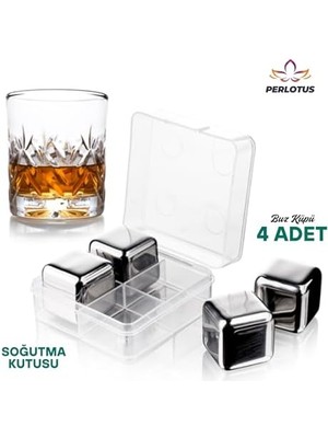 4’lü Paslanmaz Çelik Viski Taşı Sulandırmadan Soğutma Buz Küpleri