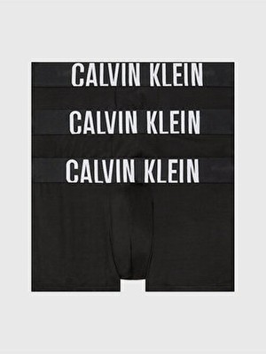 Calvin Klein Erkek Desenli 3'lü Trunk Boxer Esnek Paça Tipi Siyah Renkli Konforlu Seçim