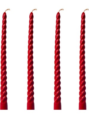 (4 Adet 27.5cm) Mum Konik Şamdan Mumu Doğal Petek Mum Dekoratif Kırılmaz Akmaz Mum Bal Mumu Beeswax Candle (Kırmızı)