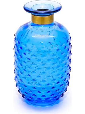 Boyunlu Saks Mavisi Cam Vazo (15 Cm)