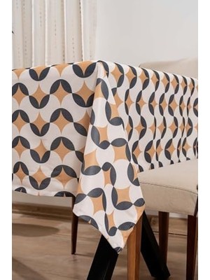 Rivaistanbul Geometrik Soyut Masa Örtüsü, Sofra Bezi, Piknik Örtüsü Siyah-Taba 140 x 200 RIVA00112-R0028