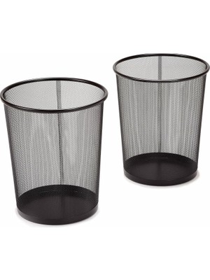 Classics Ev Veya Ofis Için Küçük Silindir Çöp Kutusu, 6 Galon Fileli Yuvarlak Kova, Hafif, Çelik Çöp Sepeti Seti, Çöp Veya Geri Dönüşüm Için, 2'li Paket, Siyah